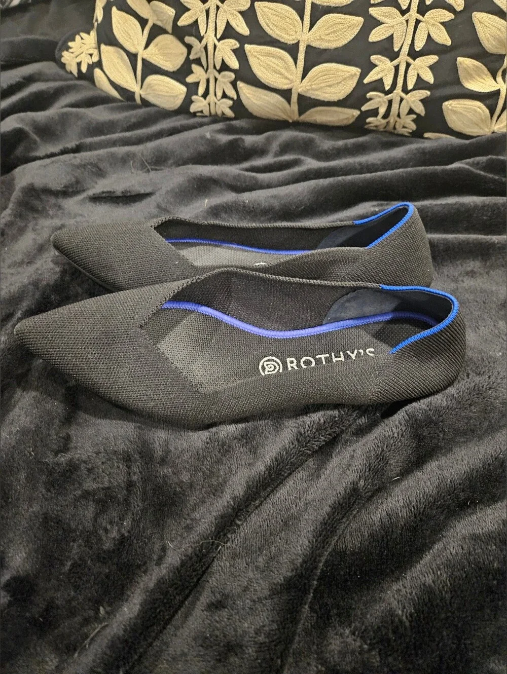 Rothy's The Point Black Knit Flat Shoes Size 10.5 (EU 41.5)